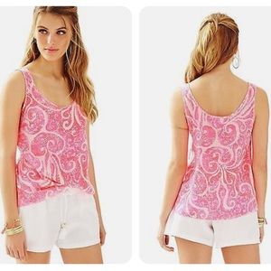 NWT Lilly Pulitzer pink pout cosmos sleeveless silk tank top